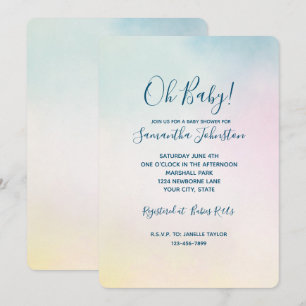 Invitación Acuarela Aqua Ombre de tinte amarillo rosado