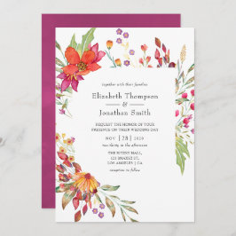 Invitación Acuarela Aquarelle Boda de flores silvestres