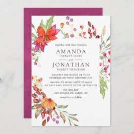 Invitación Acuarela Aquarelle Boda de flores silvestres