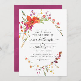 Invitación Acuarela Aquarelle Boda de flores silvestres