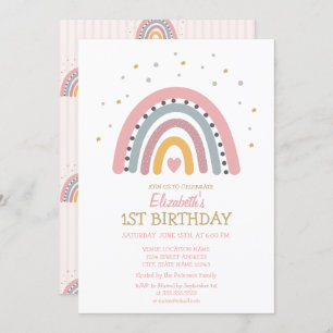 Invitación Acuarela Arcoiris Striping Cumpleaños