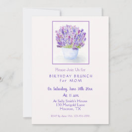 Invitación Acuarela artesanal Lavender Cumpleaños Floral