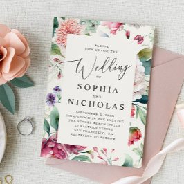 Invitación Acuarela asiático boho floral. Boda bohemio