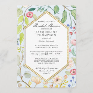 Invitación Acuarela azul de la ducha nupcial de la ropa