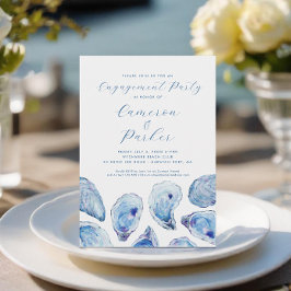 Invitación Acuarela azul del partido Oyster Engagement