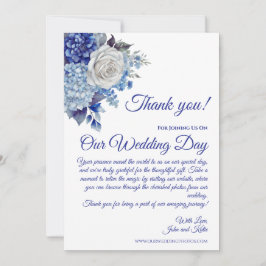 Invitación Acuarela Azul Flor Boda Gracias-