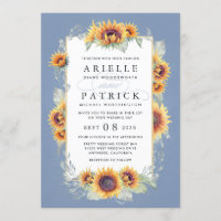 Acuarela azul girasol Boda temática rusa