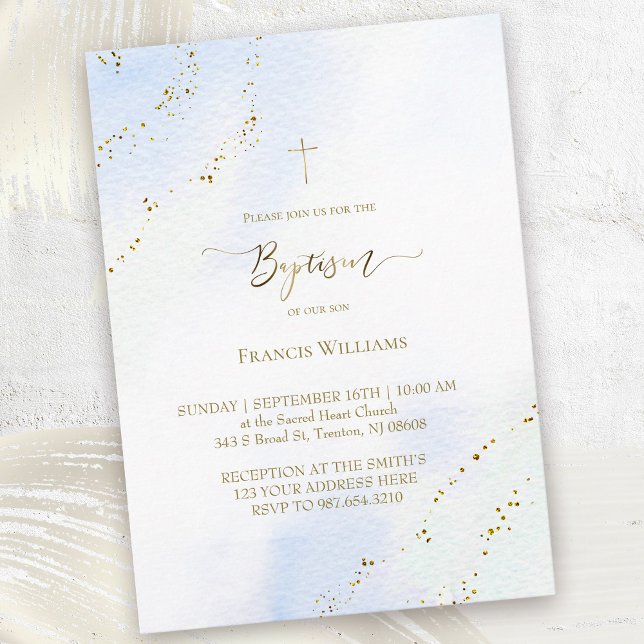 Invitación acuarela azul pastel Bautismo (Subido por el creador)