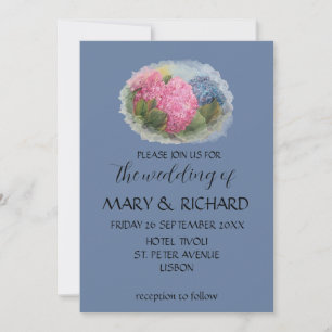 Invitación Acuarela azul turbia Hydrangeas