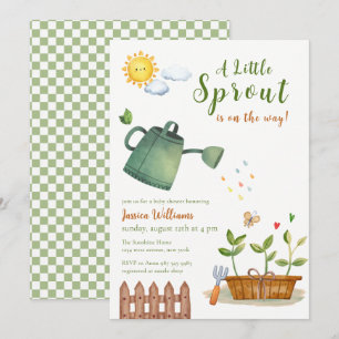 Invitación Acuarela Baby Shower Jardinería Pequeño Brote