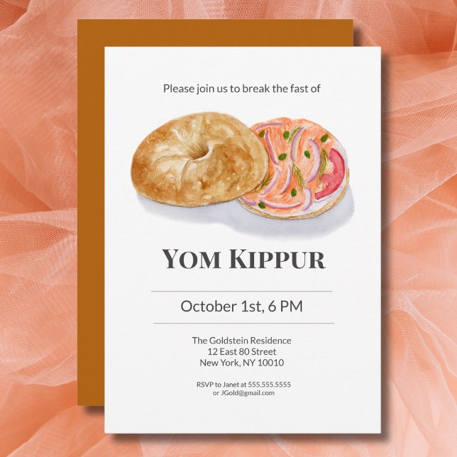Invitación Acuarela Bagels humo Salmon Yom Kippur (Subido por el creador)
