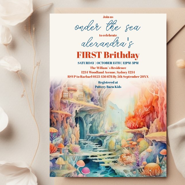 Invitación Acuarela bajo el mar Amigos Niños Cumpleaños (Subido por el creador)