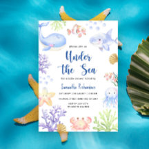 Acuarela Bajo El Mar Baby Shower Animales Oceánico