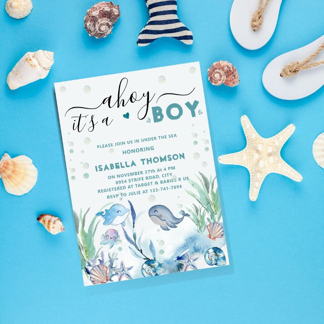 Invitación Acuarela Bajo El Mar Bebé Ducha (Subido por el creador)