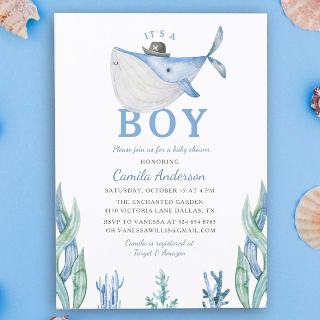 Invitación Acuarela bajo el mar es un niño Baby Shower (Subido por el creador)