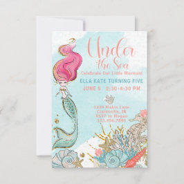 Invitación Acuarela bajo la fiesta de cumpleaños de la sirena