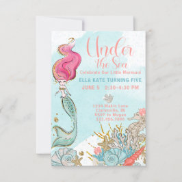 Invitación Acuarela bajo la fiesta de cumpleaños de la sirena