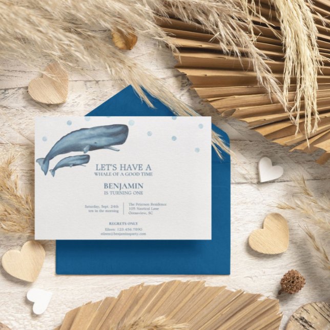 Invitación Acuarela Ballenas Ocean Kid Cumpleaños (Subido por el creador)