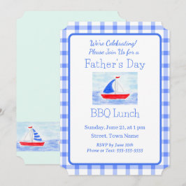 Invitación Acuarela Barco de Vela Azul CHECK DÍA DEL PADRE