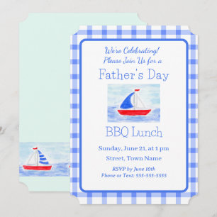 Invitación Acuarela Barco de Vela Azul CHECK DÍA DEL PADRE