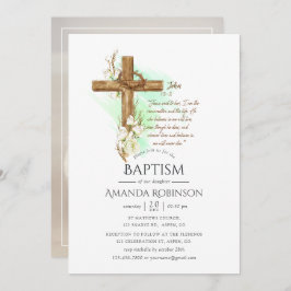 Invitación Acuarela Bautismo Floral o Christening John Invi