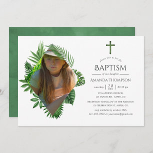 Invitación Acuarela Bautismo tropical de verano o cristianism