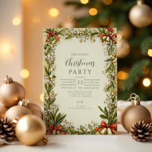 Invitación Acuarela Bayas de Acebo Fiesta