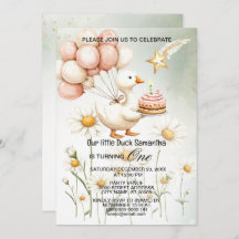 Acuarela Bebé blanco ganso fiesta de cumpleaños