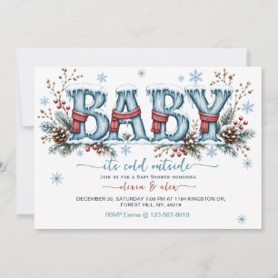 Invitación Acuarela Bebé Está frío afuera niño Fiesta de bebé