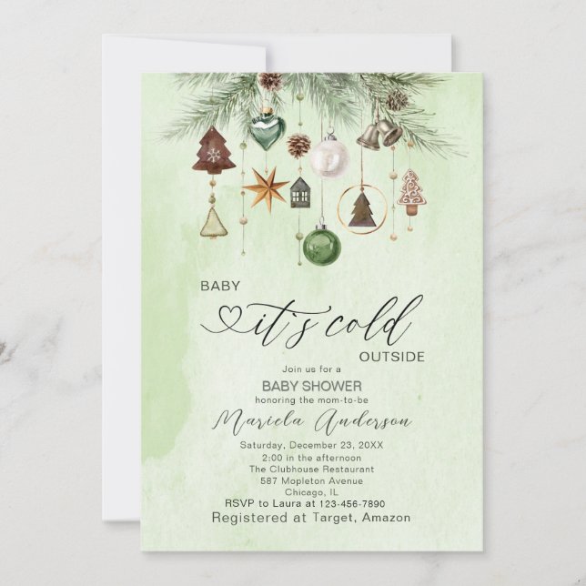 Invitación Acuarela Bebé frío fuera de Baby Shower Invi (Anverso)