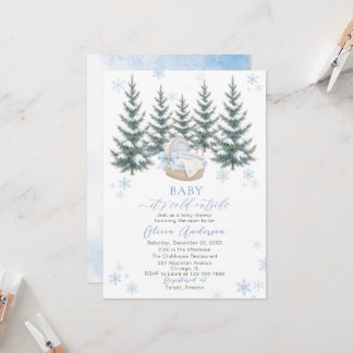 Invitación Acuarela Bebé hace frío afuera Shower de bebé