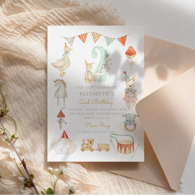 Invitación Acuarela Bebé Mushroom Alegre 2º cumpleaños (Subido por el creador)