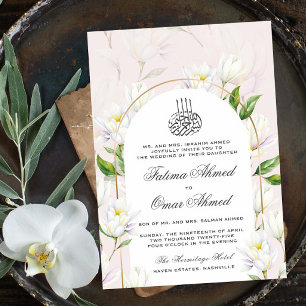 Invitación Acuarela beige Boda musulmán botánico