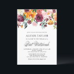 Invitación Acuarela Blooms Otoño Cae Bat Mitzvah<br><div class="desc">Invite a su familia y amigos a su evento con esta invitación de personalizable floral bat mitzvah. Cuenta con flores de cascada y un fondo a juego. Esta invitación al murciélago con flores mitzvah de otoño será perfecta para eventos de otoño o otoño. Personalice agregando sus detalles. Los elementos coincidentes...</div>