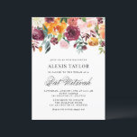 Invitación Acuarela Blooms Otoño Cae Bat Mitzvah<br><div class="desc">Invite a su familia y amigos a su evento con esta invitación de personalizable floral bat mitzvah. Cuenta con flores de cascada y un fondo a juego. Esta invitación al murciélago con flores mitzvah de otoño será perfecta para eventos de otoño o otoño. Personalice agregando sus detalles. Los elementos coincidentes...</div>