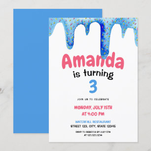 Invitación Acuarela Blue Ice Cream Drith Cumpleaños