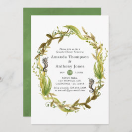 Invitación Acuarela Boda de algas náuticas Ducha de pareja