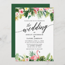 Invitación Acuarela Boda de caligrafía floral tropical GR