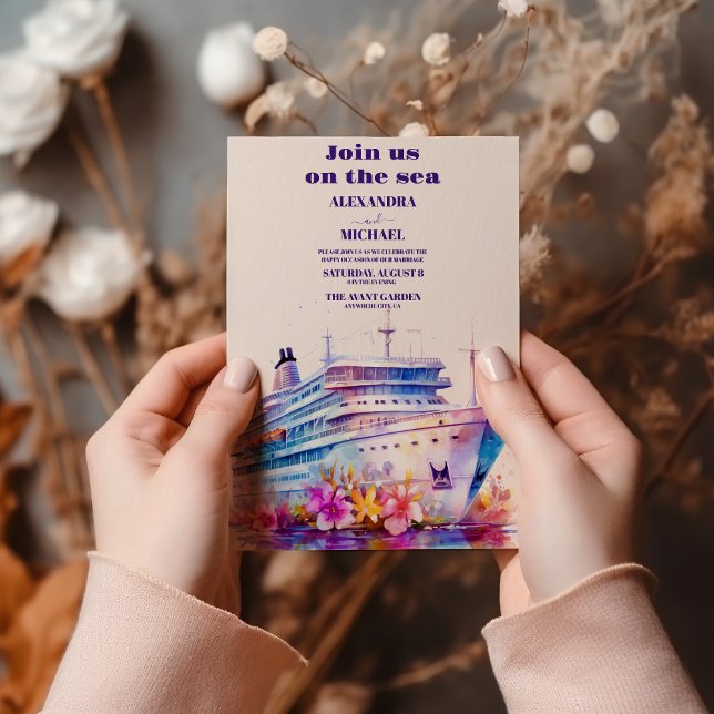 Invitación Acuarela Boda de destino de cruceros tropicales (Subido por el creador)