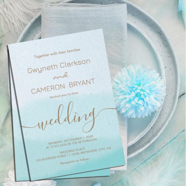 Invitación Acuarela | Boda de guiones de caligrafía turquesa (Subido por el creador)