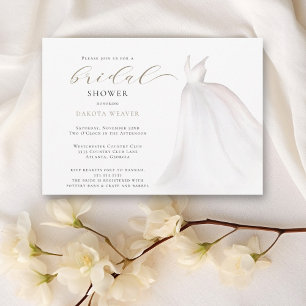 Invitación Acuarela Boda de oro blanco vestido ducha de novia
