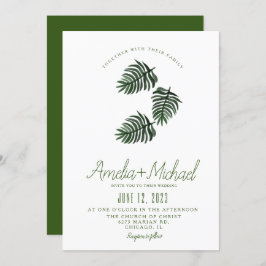 Invitación Acuarela Boda de Palm Verde Botánico Tropical