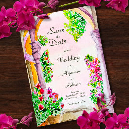 Invitación Acuarela Boda en el Pueblo Antiguo de México, Save