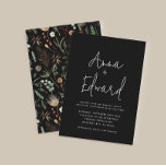 Invitación acuarela boda floral botánica negro moderno<br><div class="desc">acuarela boda floral botánica floral estiloso moderno tarjeta de invitación a la boda mínima.</div>