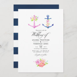Invitación acuarela Boda floral de tema náutico