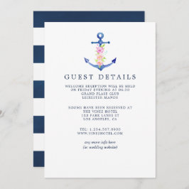 Invitación Acuarela Boda tema náutico Detalles del invitado