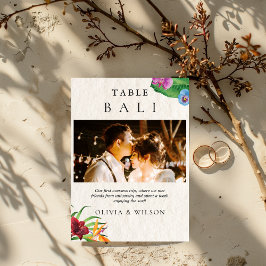 Invitación Acuarela Boda tropical Número de tabla de fotos