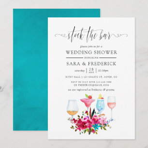 Invitación Acuarela Boho Chic Floral Stock la barra