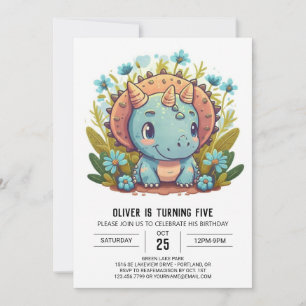 Invitación Acuarela Boho Dinosaur Boy Cumpleaños