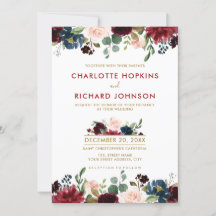 Acuarela Borgoña Marina Roja Floral Rustic Boho